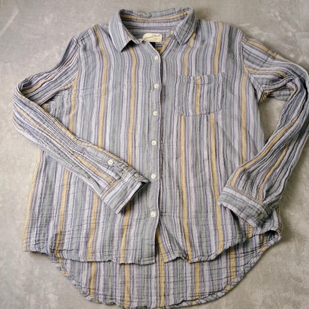 Universal Thread Shirt Womens Small Multicolor Striped Long‎ Sleeve Button Up S
